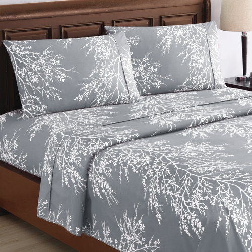 Red Barrel Studio® 4Piece Foliage Bed Sheets and Pillowcases Set
